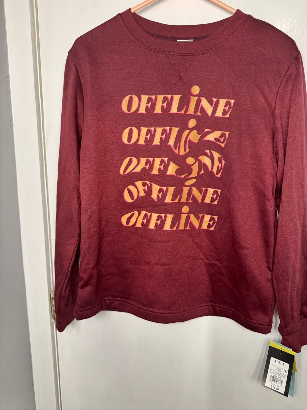 art class Maroon Sweatshirt with Yellow-Orange OFFLINE Graphic